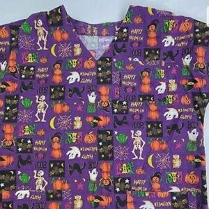 Handmade Womens Scrub Top
Halloween Novelty Fabric SZ Large